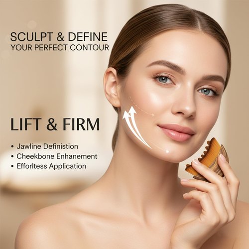 Kojiva Lymphatic Face Brush - Curved Contour Massager for Sculpting & Reducing Puffiness | Enhances Skin Glow