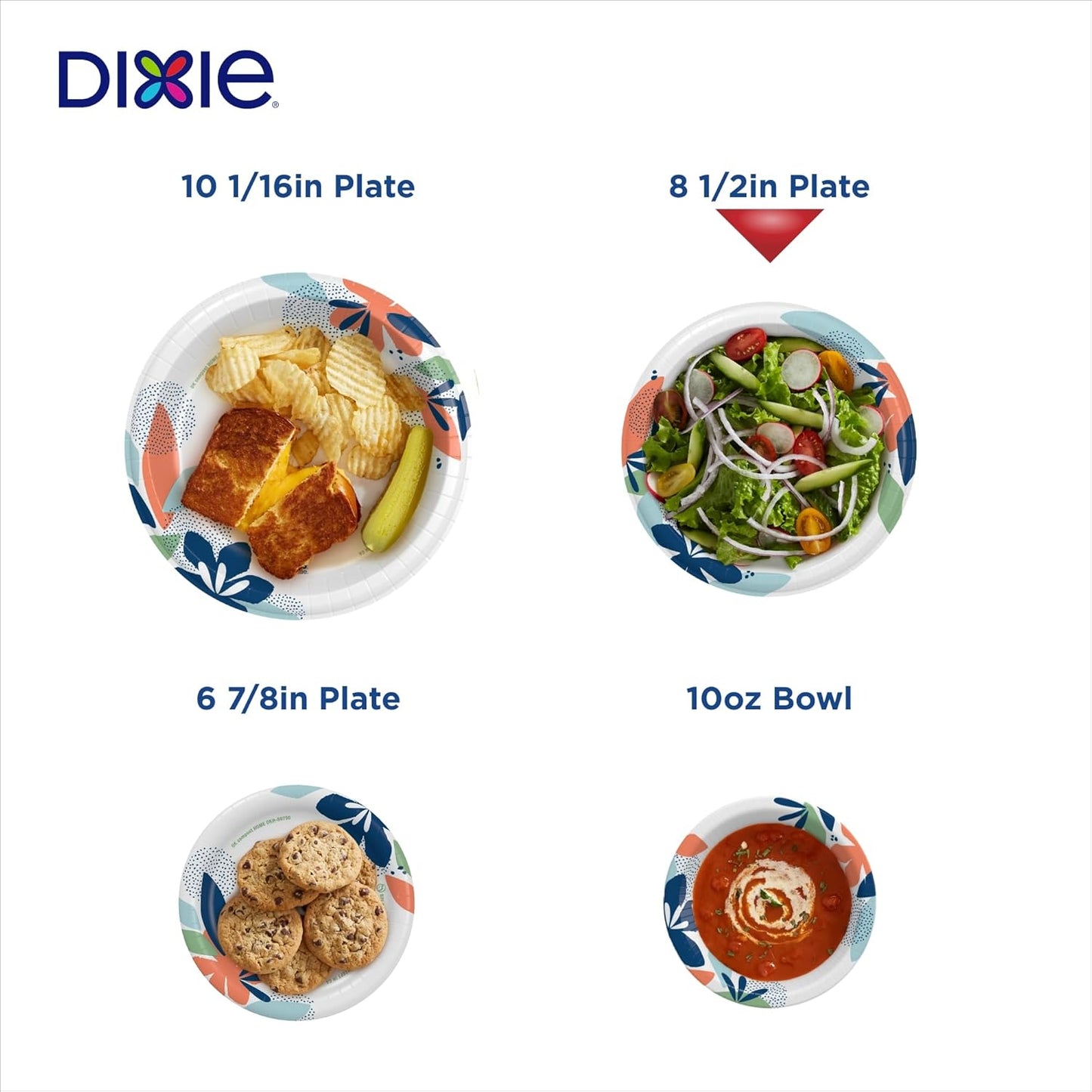 Dixie Medium Paper Plates - 8.5 Inch, 90 Count | 2X Stronger, Microwave-Safe & Soak-Proof