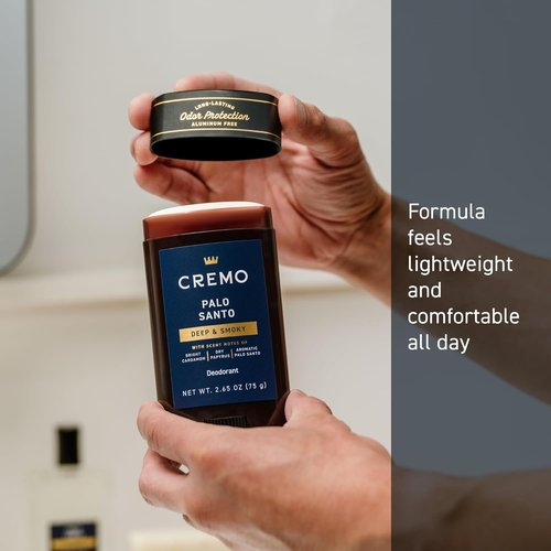 Cremo Palo Santo Deodorant for Men - Aluminum-Free, 48-Hour Odor Protection | 2.65oz