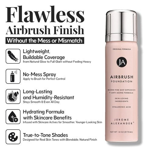 Jerome Alexander MagicMinerals AirBrush Foundation - 2-Piece Set with Kabuki Brush for Smooth, Radiant Skin - Fair Shade