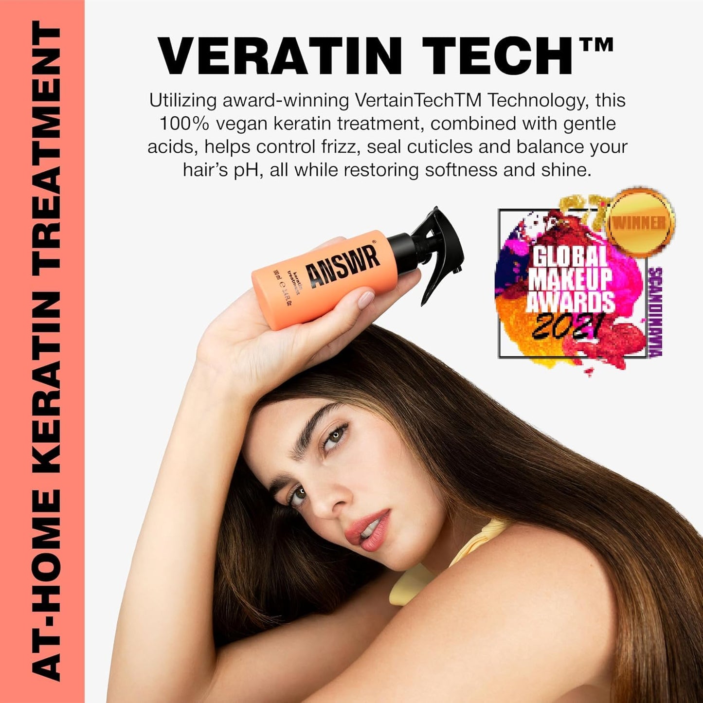 ANSWR At Home Brazilian Keratin Hair Treatment - Eliminates Frizz, Salon Results, Sulfate-Free | 3 x 100ml Kit