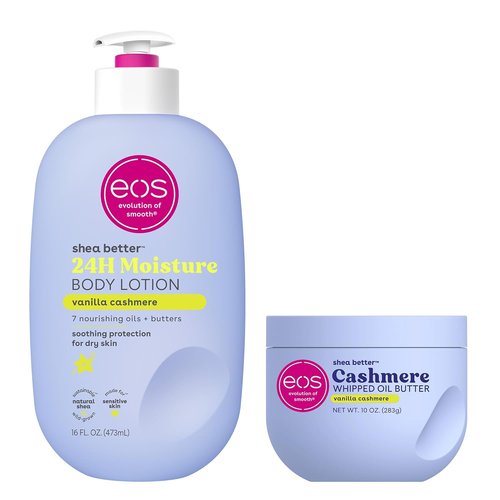 Eos Shea Better Body Lotion & Whipped Body Butter Bundle - Vanilla Cashmere, Deep Hydration for Dry Skin
