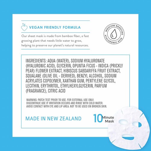 By Nature 2% Hyaluronic Acid Face Mask - Hydration Boost for Dry & Sensitive Skin | Pack of 12