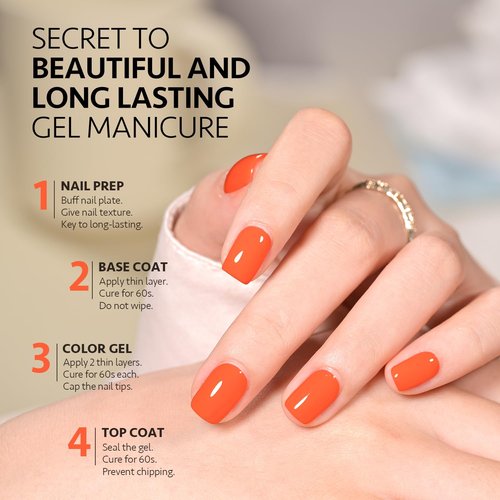GAOY Orange Gel Nail Polish, 16ml Soak Off Gel Polish, UV Light Cure for Nail Art DIY Manicure at Home, 1460 Bright Orange
