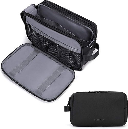 BAGSMART Toiletry Bag - Water-Resistant Travel Organizer Dopp Kit for Men | Medium Black