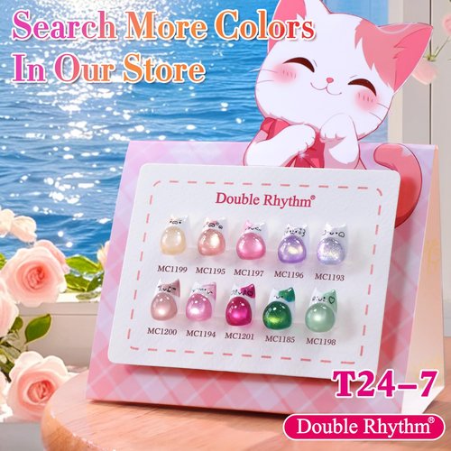Double Rhythm 15ML Jelly Glass Cat Eye Gel Polish with Magnet Holographic Glitter Shimmer Translucent Sheer Color Salon Soak Off Magnetic Nail at Home (Magenta-MC1201)