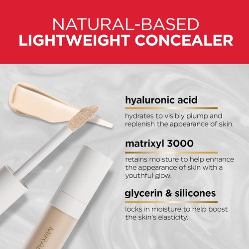 Mirabella Invincible Under Eye Concealer - Full Coverage Hydrating Formula for Dark Circles & Fine Lines - Ivory I40