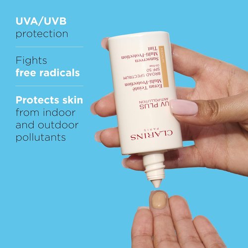 Clarins UV Plus Tinted Face Sunscreen - Broad Spectrum SPF 50 | Lightweight, Oil-Free Protection From UVA/UVB Rays