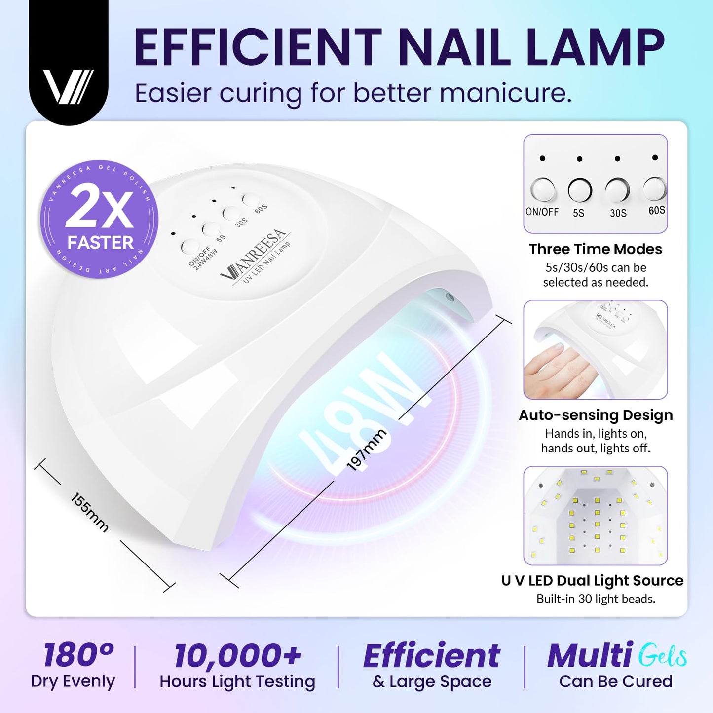 VANREESA Gel Nail Polish Kit with U V Light 53 Pcs Gel Polish Nail Set 36 Trendy Colors Nail Polish Set + Base and 4 Effects Top Coat with Manicure Tools Complete Nail Kit Gifts for Women Girls