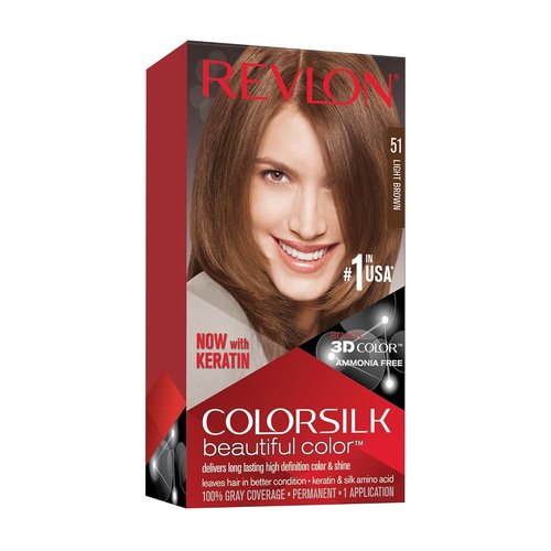 Revlon Colorsilk Hair Color - #51 Light Brown | Pack of 6 for Vibrant, Long-Lasting Color