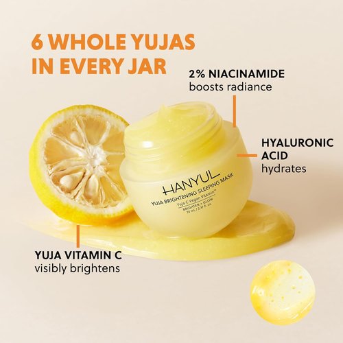 HANYUL Yuja Sleeping Mask - Korean Yuzu Night Cream for Radiant Skin | Vegan Hydrating Moisturizer 2.37 fl. oz.