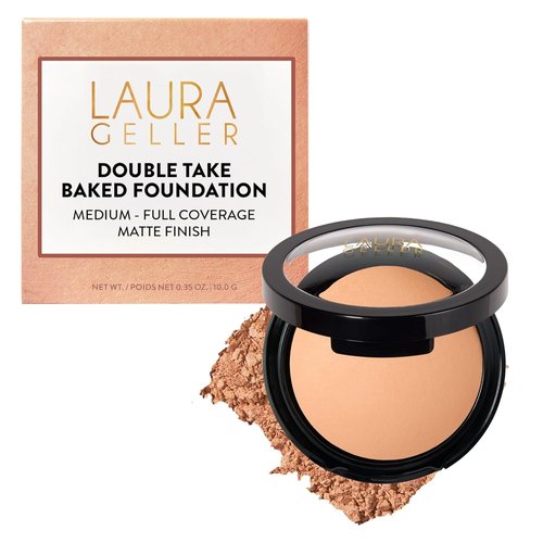 Laura Geller New York Baked Double Take Powder Foundation - Light Shade - Buildable Medium to Full Coverage