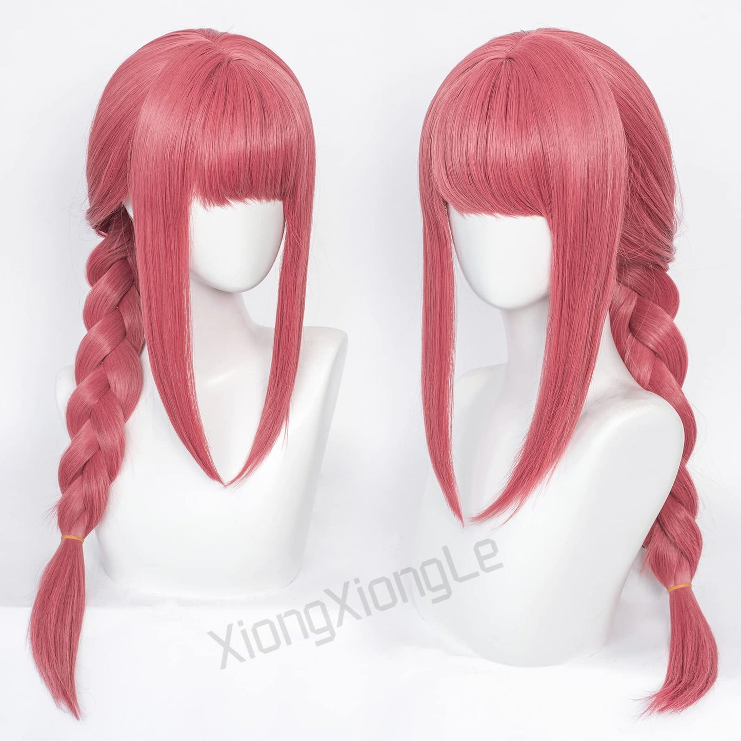 XiongXiongLe Makima Long Pink Braids Cosplay Wig Anime Chainsaw Man Heat Resistant Fiber Synthetic Costume Hair with Cap Wig for Party Halloween(Makima)