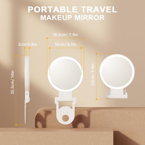 Auxmir 1X/20X Magnifying Mirror with Light, Double Sided Makeup Mirror with Adjustable Folding Handle, 2000mAh Rechargeable Vanity Mirror with Tweezer, Portable Tabletop Mirror for Travel Home