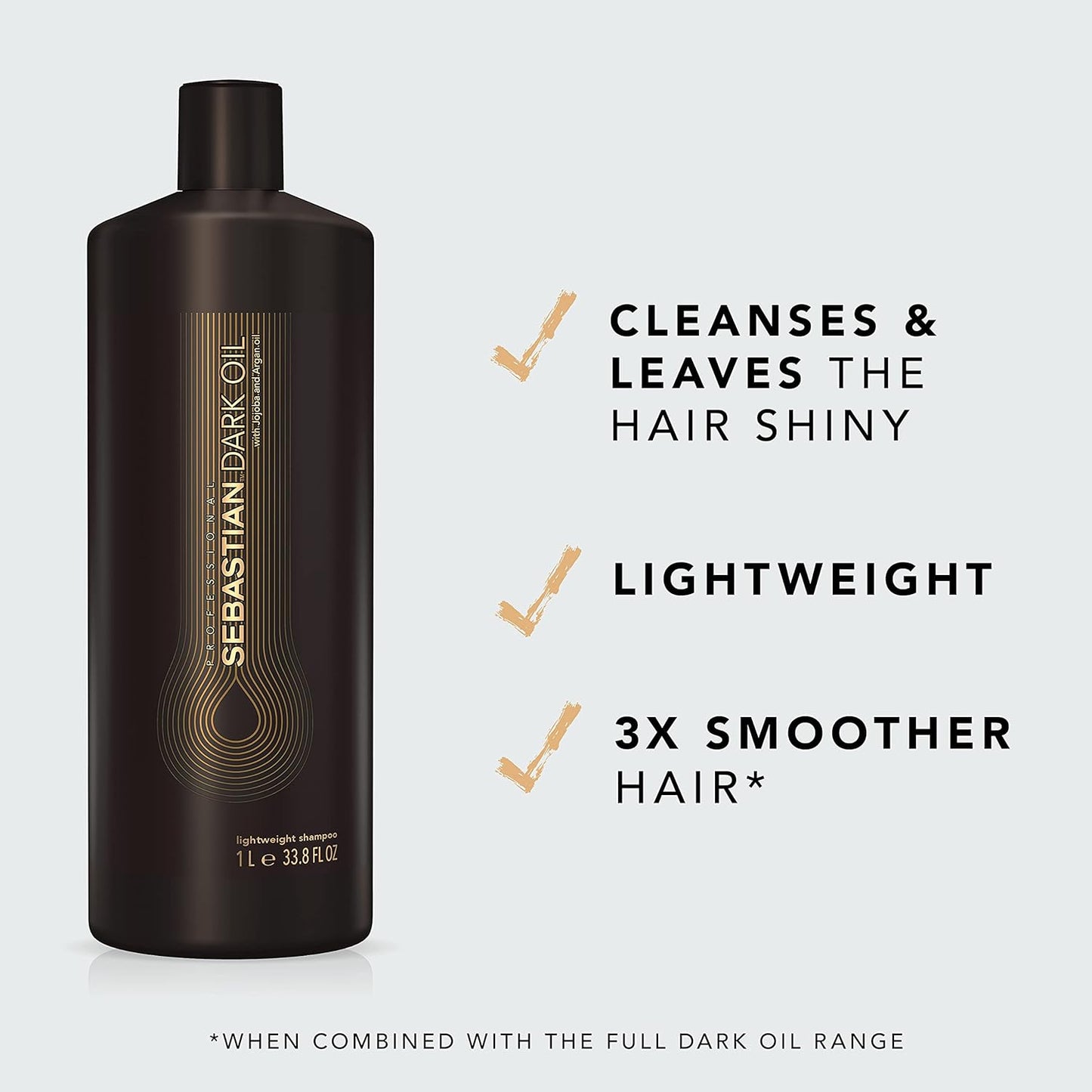 Sebastian Professional Dark Oil Shampoo & Conditioner Set - Lightweight, Infused With Jojoba & Argan Oil | 1 Liter