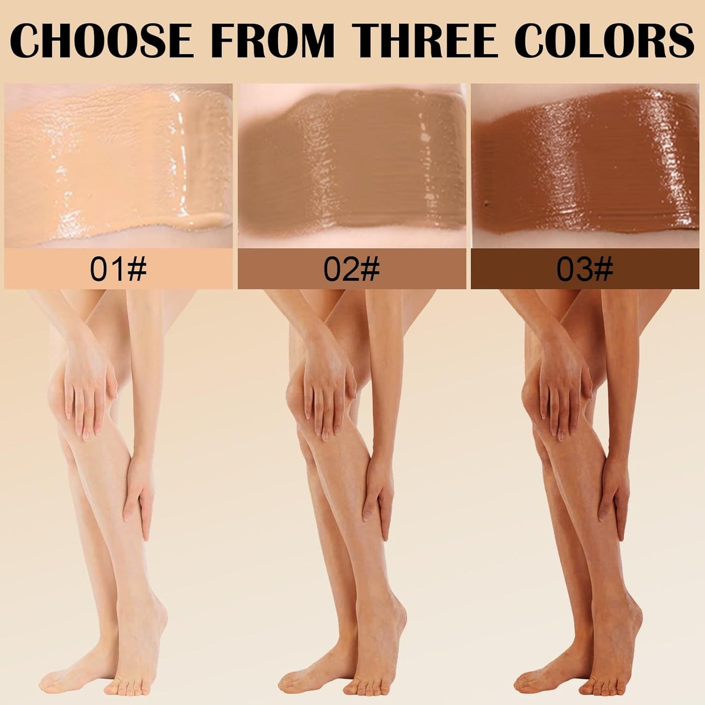 Skiennix Waterproof Leg & Body Makeup Cream - Transfer-Resistant Full Coverage Concealer for Tattoos & Scars, 03