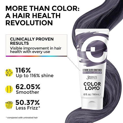 COLORLOMO Semi-Permanent Hair Color - 6 oz Color Depositing Conditioner with Shea Butter & Almond Oil | Vegan & Sulfate-Free - Extreme Silver