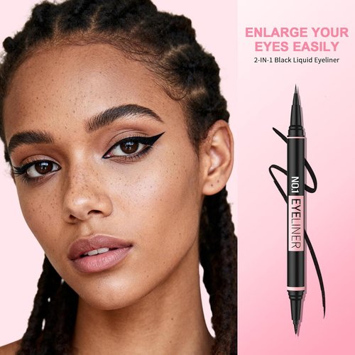iMethod Liquid Eyeliner - Waterproof 2-in-1 Dual-Ended Liner with Precise Brush-Tip | Black Matte Finish, Long-Lasting, Smudge-Proof