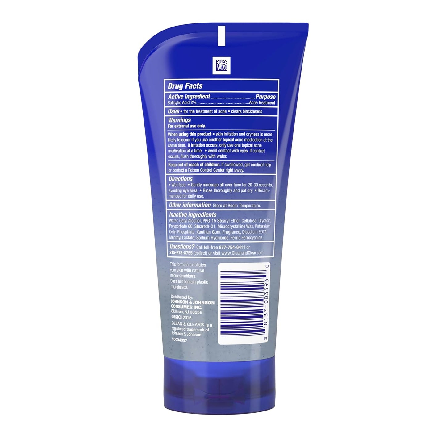 Clean & Clear Blackhead Eraser Facial Scrub - 2% Salicylic Acid for Acne-Prone Skin | 5 Fl. Oz