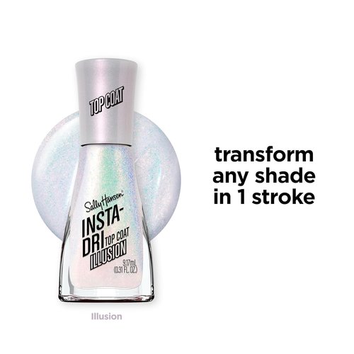 Sally Hansen Insta-Dri Nail Polish Top Coat - Quick Dry, Long-Lasting, Streak-Free Shine | Illusion Shimmery White