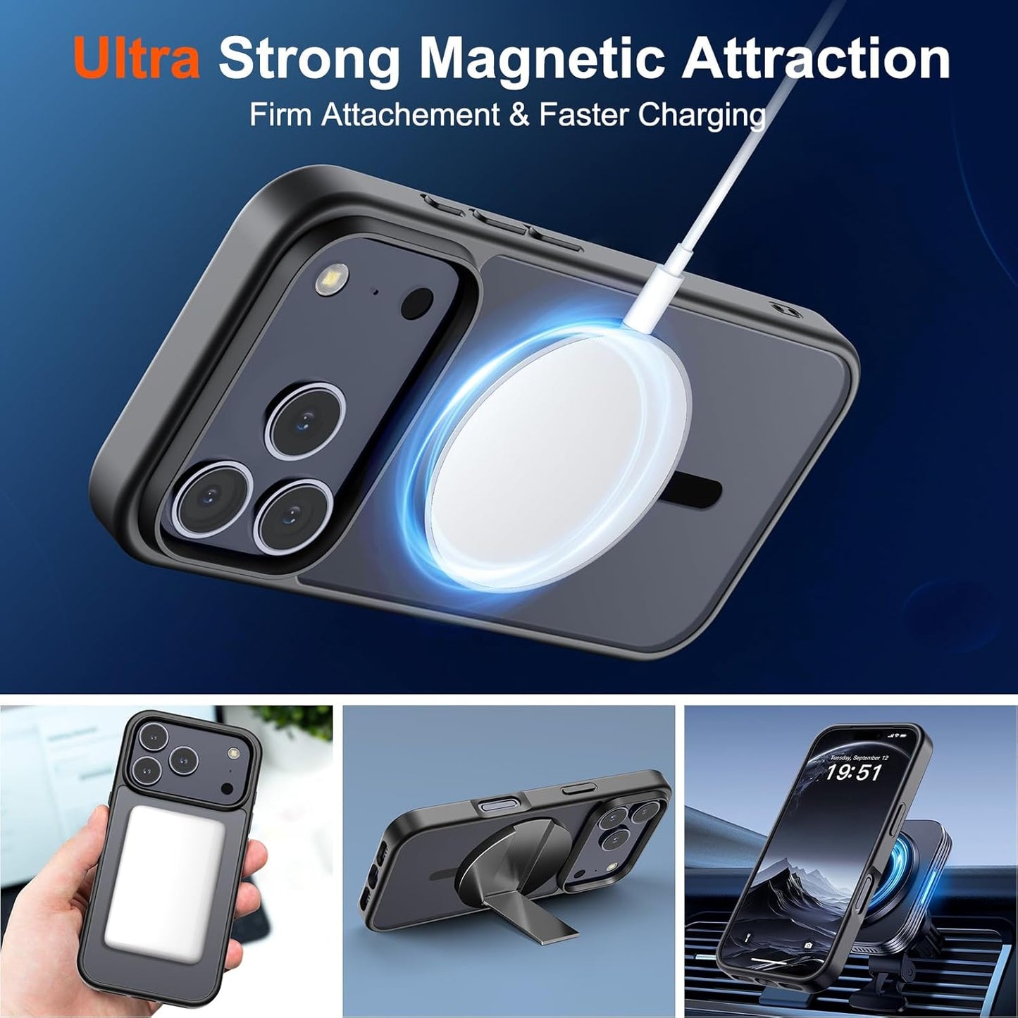 SUPFINE iPhone 17 Pro Max Case - Military Grade Drop Protection | Translucent Matte, Shockproof, Anti-Fingerprint, Black
