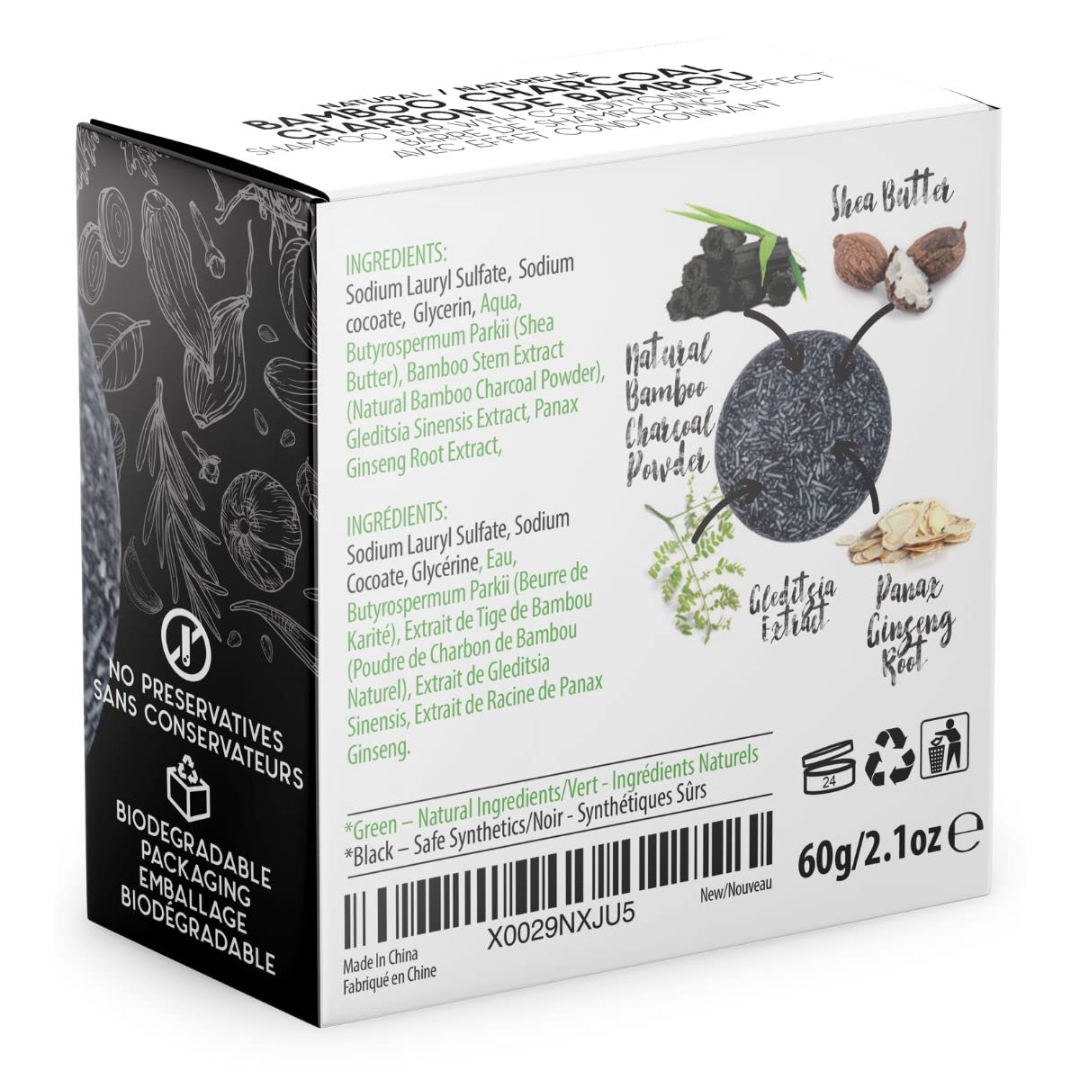 Skiennix Solid Shampoo Bar & Conditioner - 100% Organic Hair Soap with Bamboo Charcoal & Essential Oils