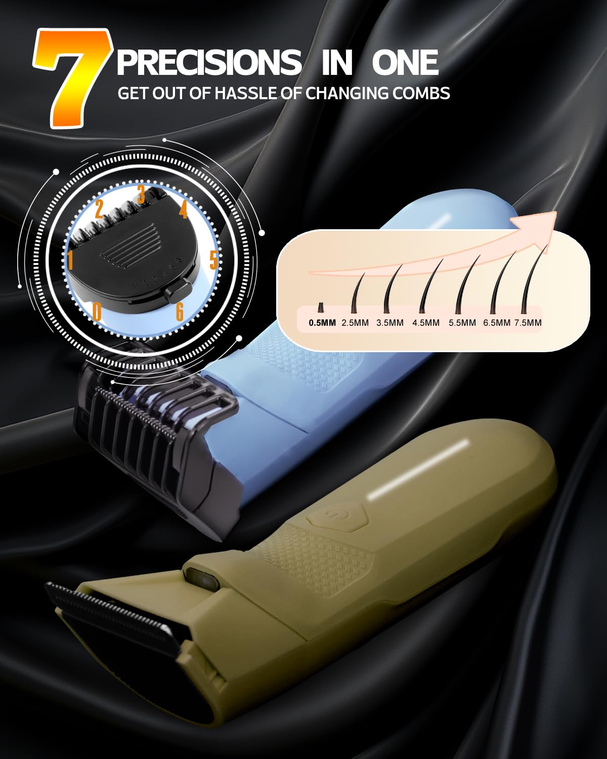 Sensitive Skin Personal Pubic Hair Trimmer for Women and Men, Electric Manscape/Bikini Trimmer, Waterproof Groin Trimmer for Body Hair, with Light, Travel Size, 6 Precisions (Brown)