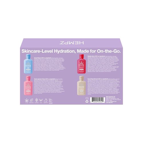 Hempz Mini Moisturizer Set - Hydrating Lotion Kit with Beauty Actives | 4 Pack, 2.25 Oz