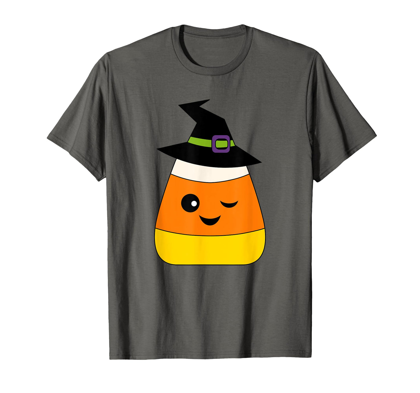 Candy Corn Emoticon Winky Face Witch Funny Halloween T-Shirt