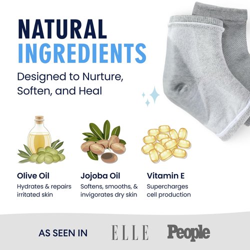 Dr. Frederick's Moisturizing Heel Socks - Olive Oil & Vitamin E Infused for Cracked Heels - 2 Pairs