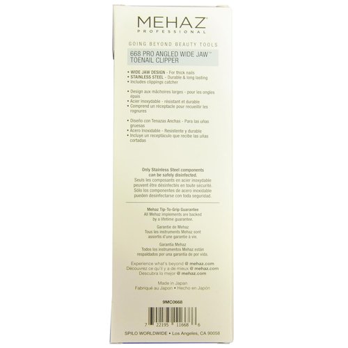 Mehaz 668 Pro Toenail Clipper - Angled Wide Jaw Design for Precision Trimming