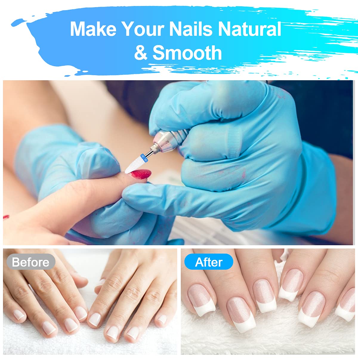 URAQT Ceramic Nail Drill Bits Sets, 10 pcs Electric Nail Drill Bits Kit 3/32", Professional Cuticle Polishing Bits for Acrylic Gel Nails, Electric Nail Files Manicure Pedicure Drill Tool