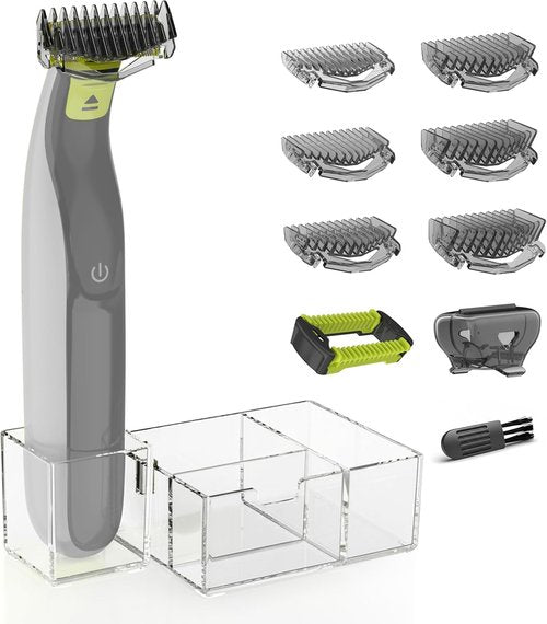 Philips Norelco OneBlade Guards Kit Plus - 6 Guide Combs (1-6mm), Replacement Body Comb & Organizer Stand
