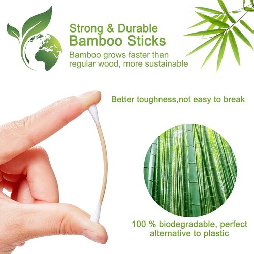 Eyxformula Organic Cotton Swabs - 1000 Count Biodegradable Double-Tip Buds for Ear Cleaning & Beauty
