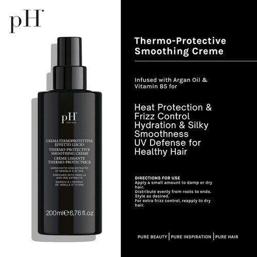pH PURE HAIR Thermo-Protective Smoothing Crème - Anti-Frizz & Heat Protection - 6.7 oz Keratin Treatment