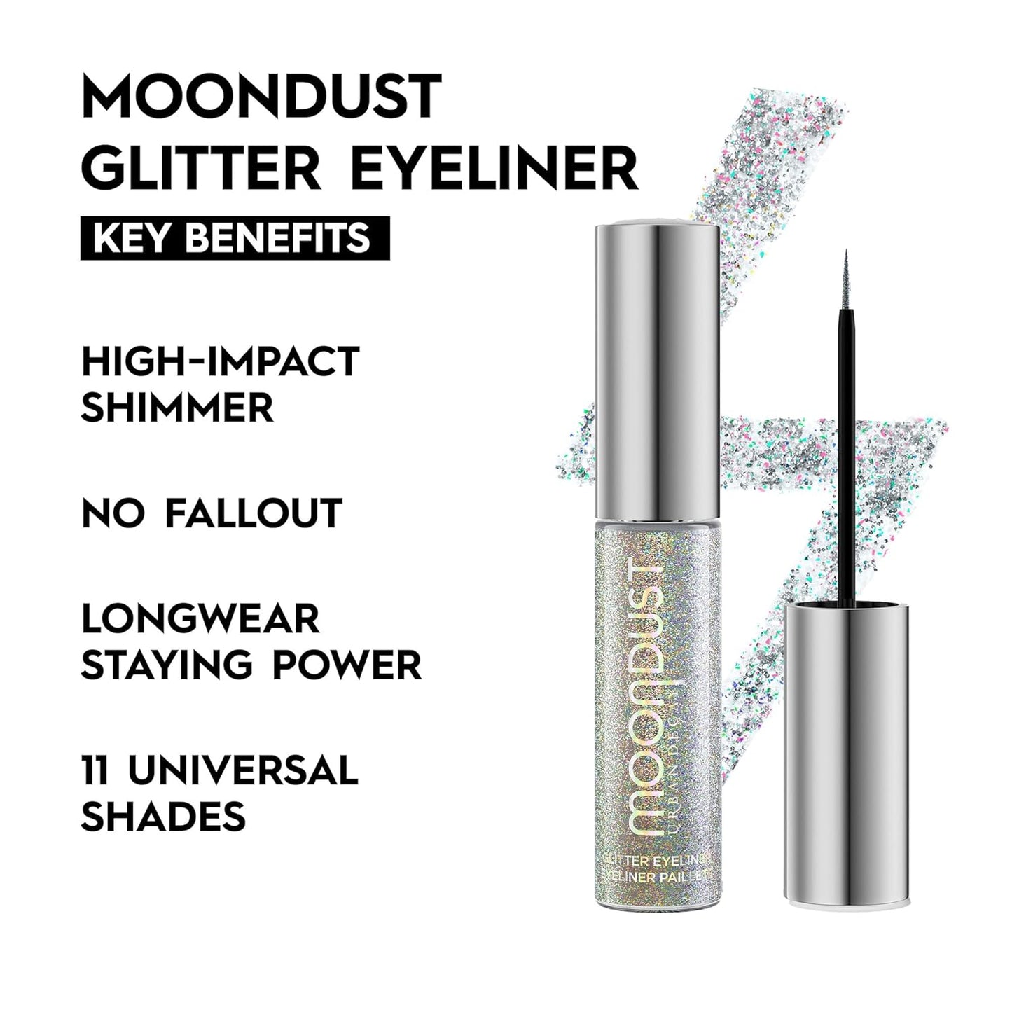 Urban Decay Moondust Liquid Glitter Eyeliner - Longwear Sparkle Liner & Eyeshadow Topper | Quick-Drying, Vegan Formula