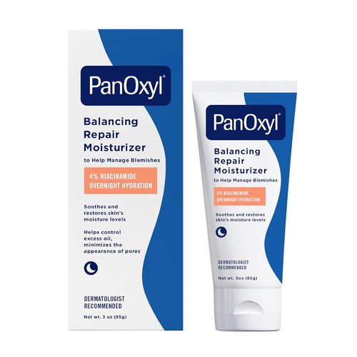 PanOxyl PM Balancing Repair Moisturizer - Hydrating Niacinamide & Ceramides for Acne Prone Skin | 3 oz