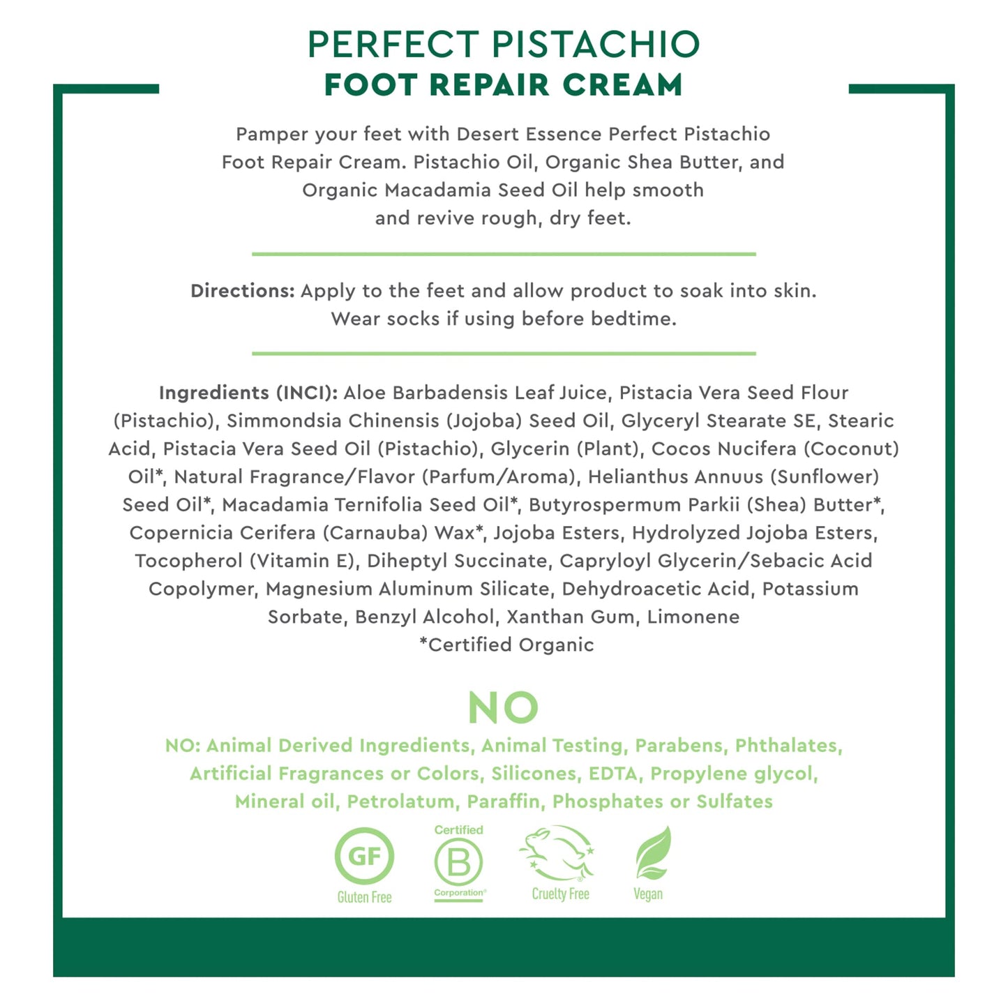 Desert Essence Pistachio Foot Repair Cream - 3.5 Fl Ounce - Pack of 3 - Restores Softness - Skin Repair & Renewal - Pistachio Nut Oil - Shea Butter - Macadamia Seed Oil - Cruelty-Free