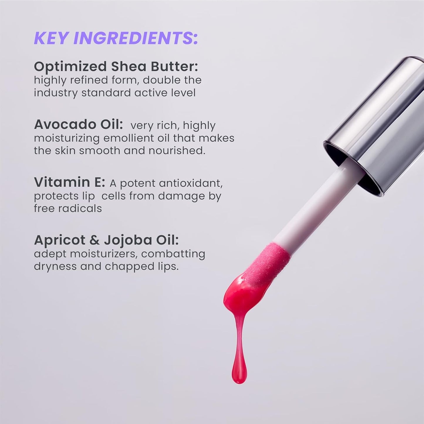 Wonderskin Lip Oil Rehab Serum - Hydrating Tinted Lip Oil for Women | Non-Sticky Red Tint (Amour)