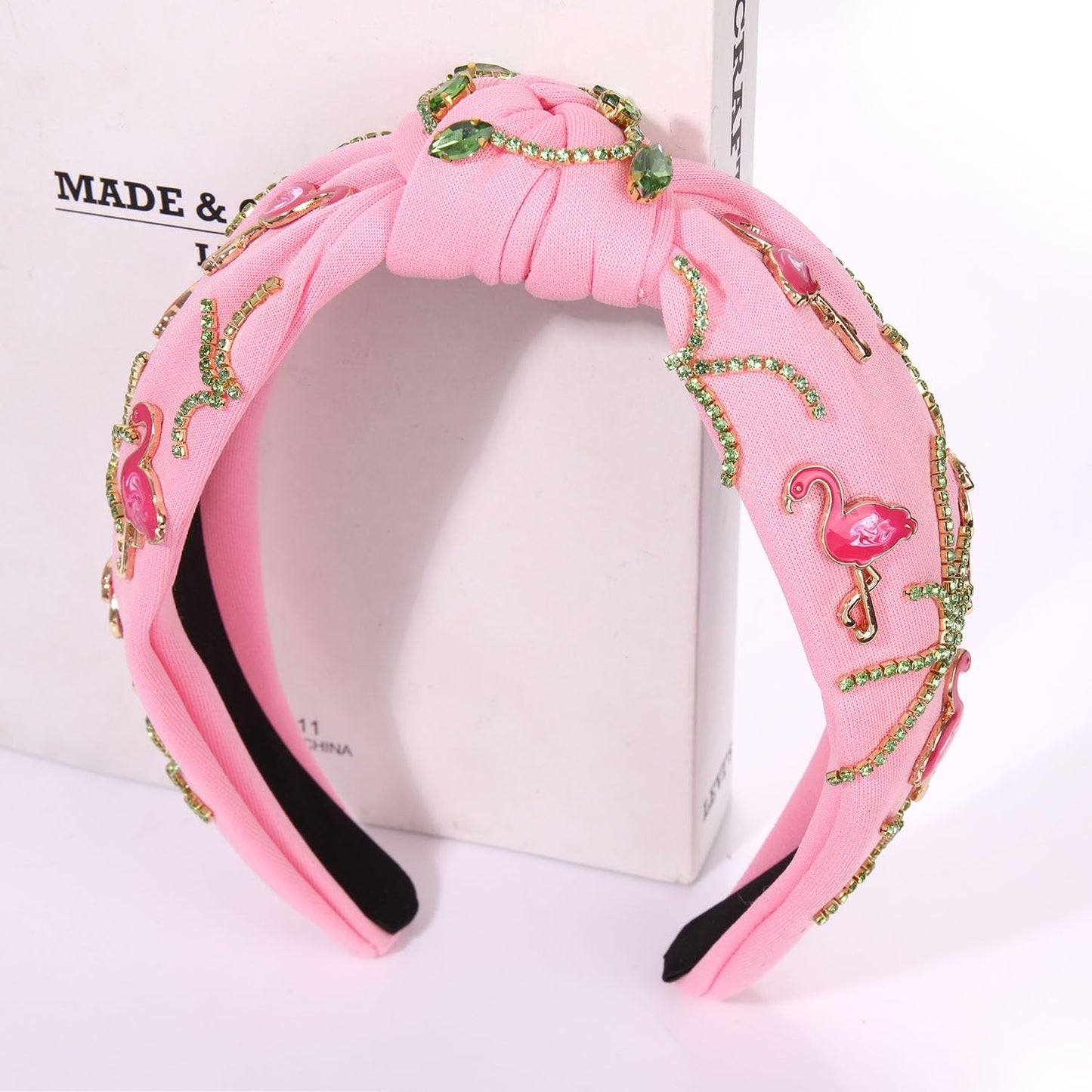 JERTOCLE Flamingo Headband for Women Tropical Pink Flamingo Knotted Headband Summer Boho Top Knot Headband Summer Beach Vacation Hair Accessories Gifts