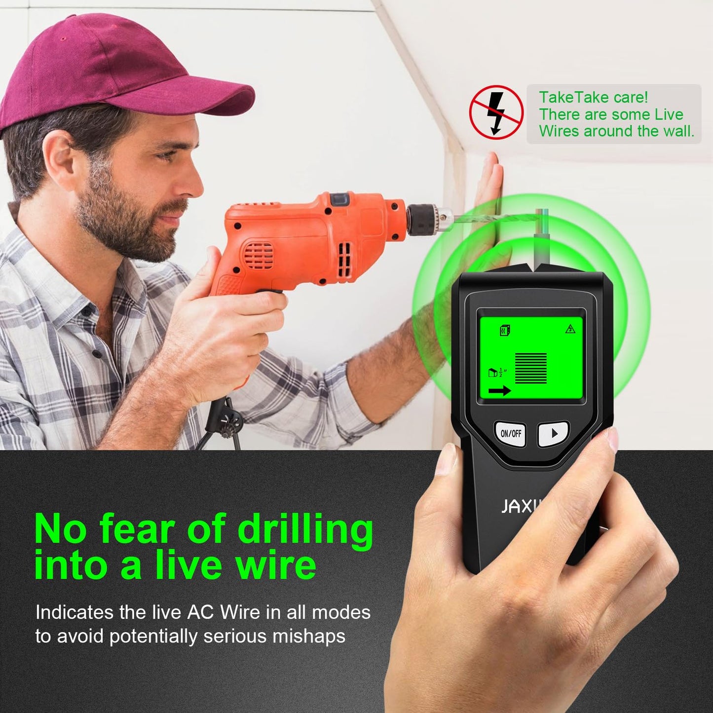 Stud Finder Wall Scanner - 5 in 1 Stud Finder Tool w/Smart Chip and HD LCD Display, Stud Detector Beam Finders for the Center and Edge of Wood AC Wire Metal Studs Joist Pipe (‎Dark Aqua)