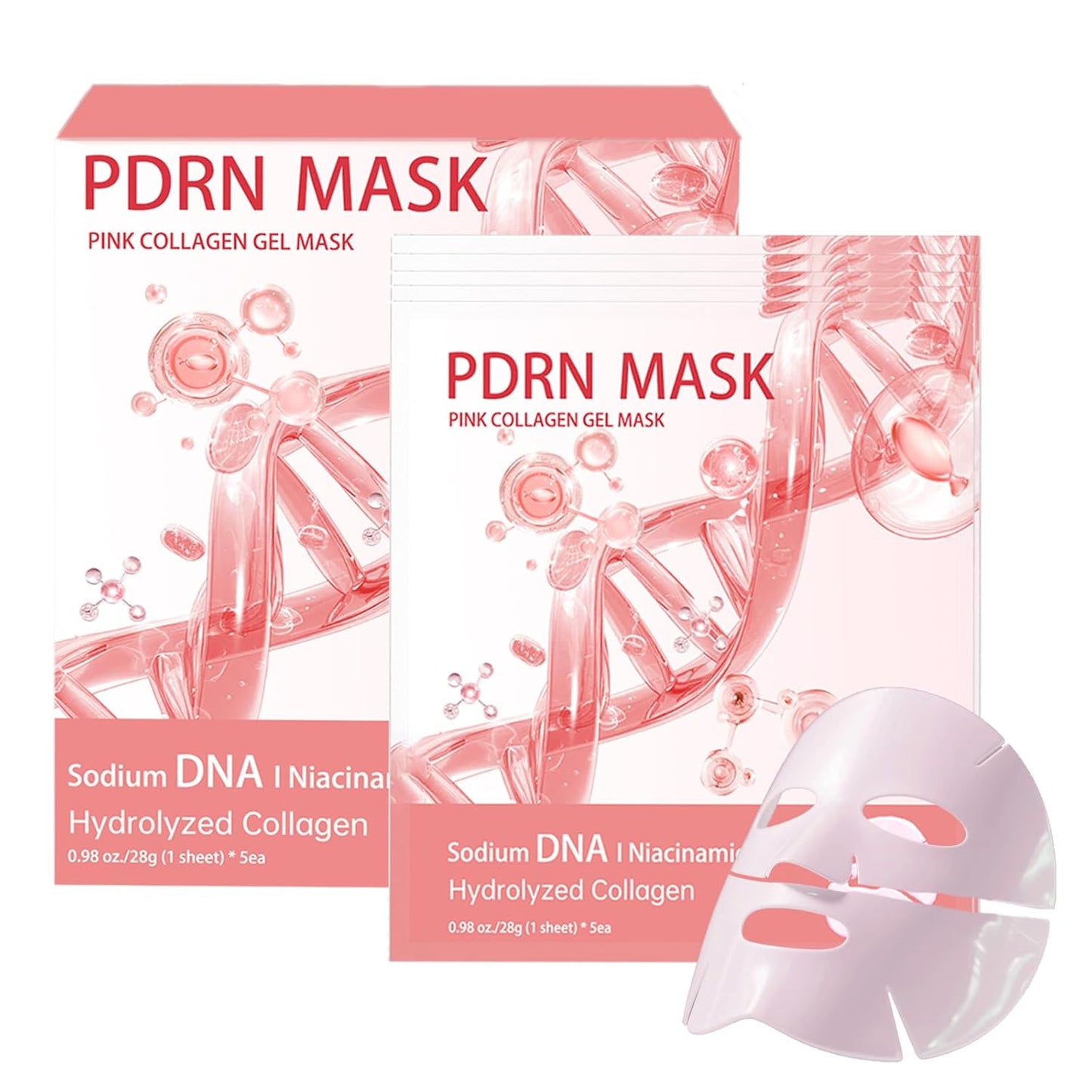 Skiennix 5 Pack Salmon DNA PDRN Pink Collagen Gel Face Mask - Overnight Hydrogel for Radiant, Hydrated Skin
