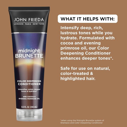 John Frieda Midnight Brunette Conditioner - Deepening Formula to Enhance Brunette Tones | 8.3 Oz