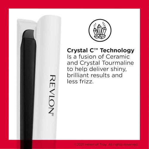 REVLON Crystal C + Ceramic Digital Hair Flat Iron - Long-Lasting Shine & Reduced Frizz (1 Inch)
