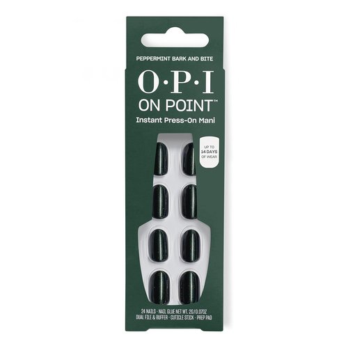 OPI On Point Press On Nails - Short Round Classic & Accent Nail Art | 24 Count With Glue | Long-Lasting & Reusable