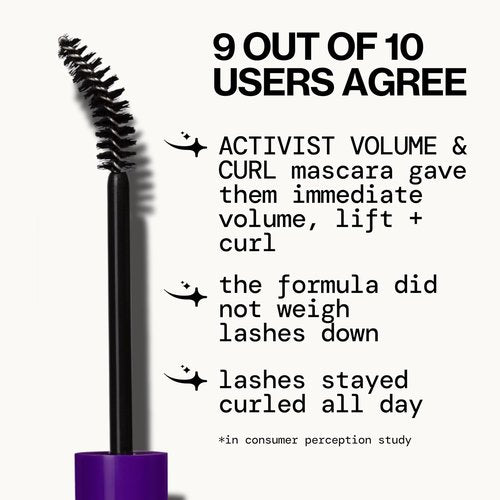 Pacifica Beauty Activist Curling Mascara - Black | Volume & Length | Vegan Brush in Eco-Friendly Glass Tube