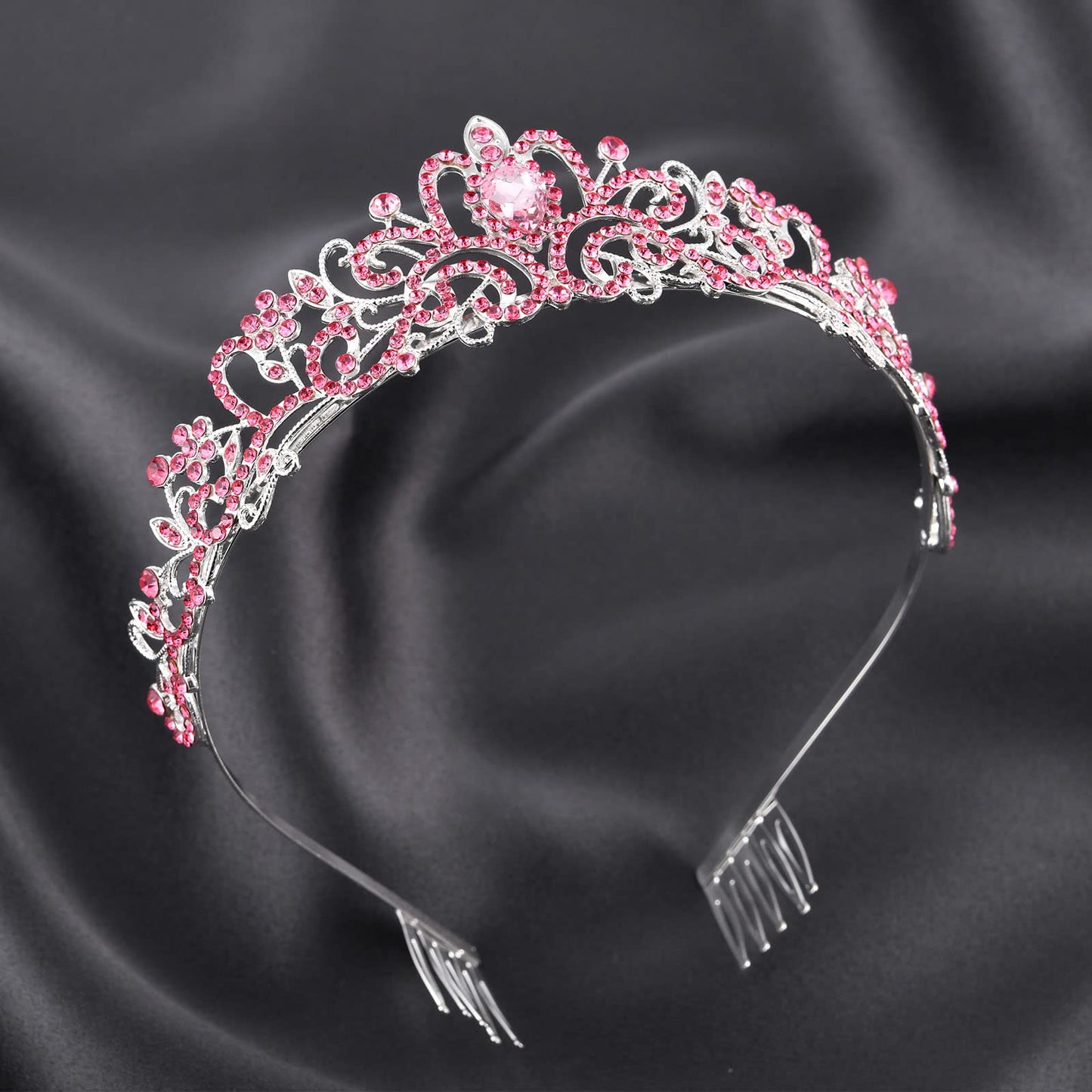 Sparkling Crystal Princess Tiaras for Women Crown Queen Fashion Headband for Wedding Birthday Bride Bridal Prom Party Valentines Mothers Day Gifts Pink