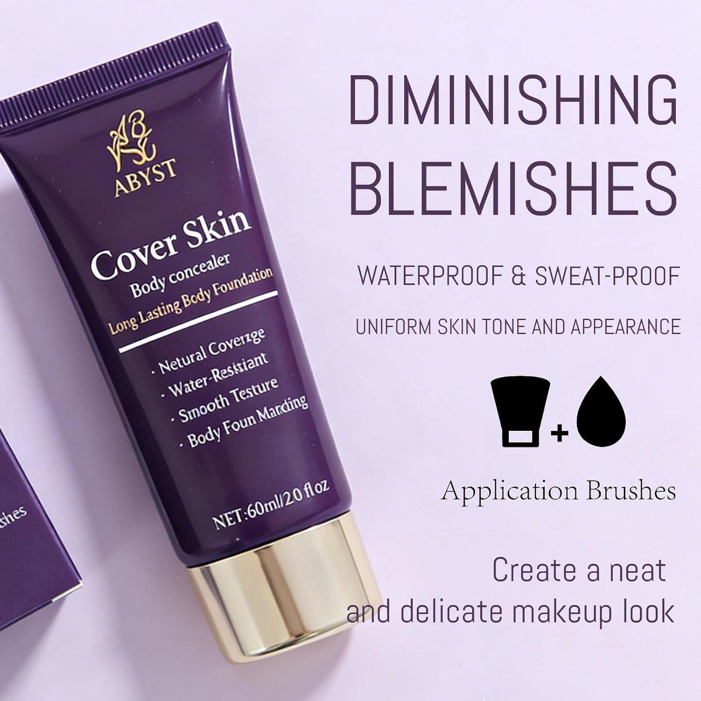 Skiennix Body Coverage Perfector - Waterproof Makeup with Brush & Puff | Full Coverage for Tattoos, Scars (2.0oz Natural Beige)