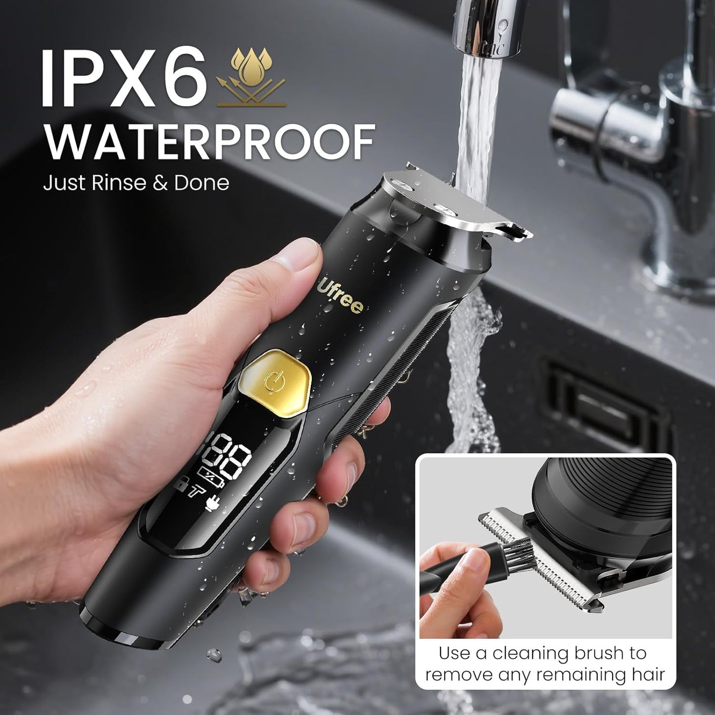 Ufree 3-in-1 Beard Trimmer - IPX6 Waterproof Electric Razor & Hair Clippers | Perfect Gift for Men
