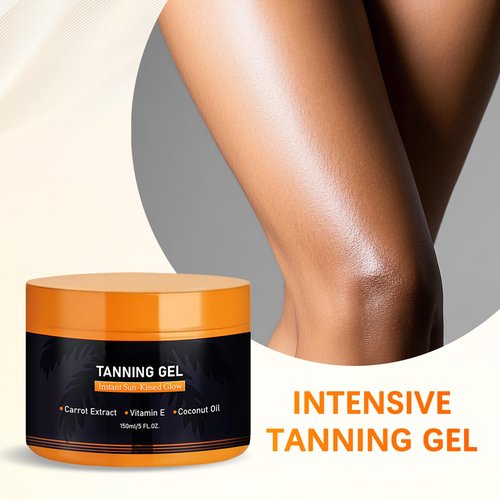 Intensive Tanning Gel 150g – Browning Tan Accelerator | Water-Resistant with Carrot and Coconut Oil | Vitamin E, Deep Natural Tan Enhancer for Sunbeds & Outdoor Use